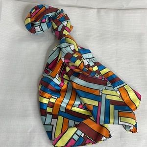 EVOLVE Silky Scarf Head Wrap Scarf Bright Colors Geometric Design 18"x56"
